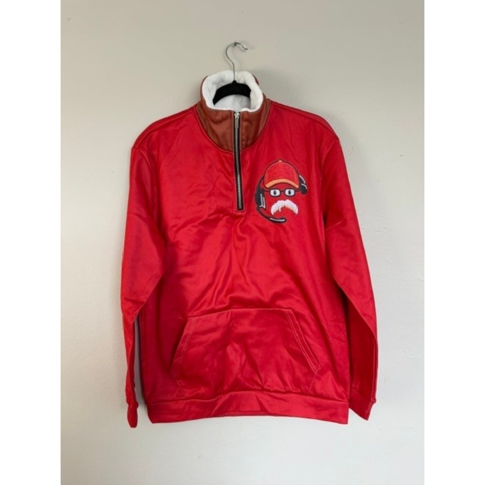 Coach Mustache Headset  Quarter Zip Pullover Red Large